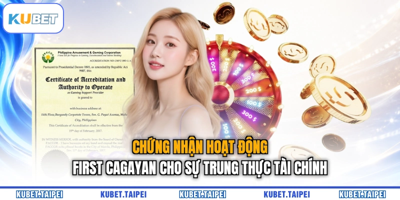 Chứng nhận hoạt động First Cagayan cho sự trung thực tài chính